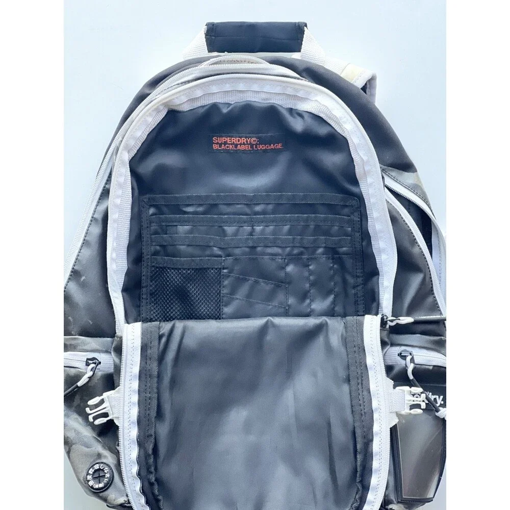 Superdry Men’s Mono Tarp Backpack Black White Durable Stylish Urban Travel Bag